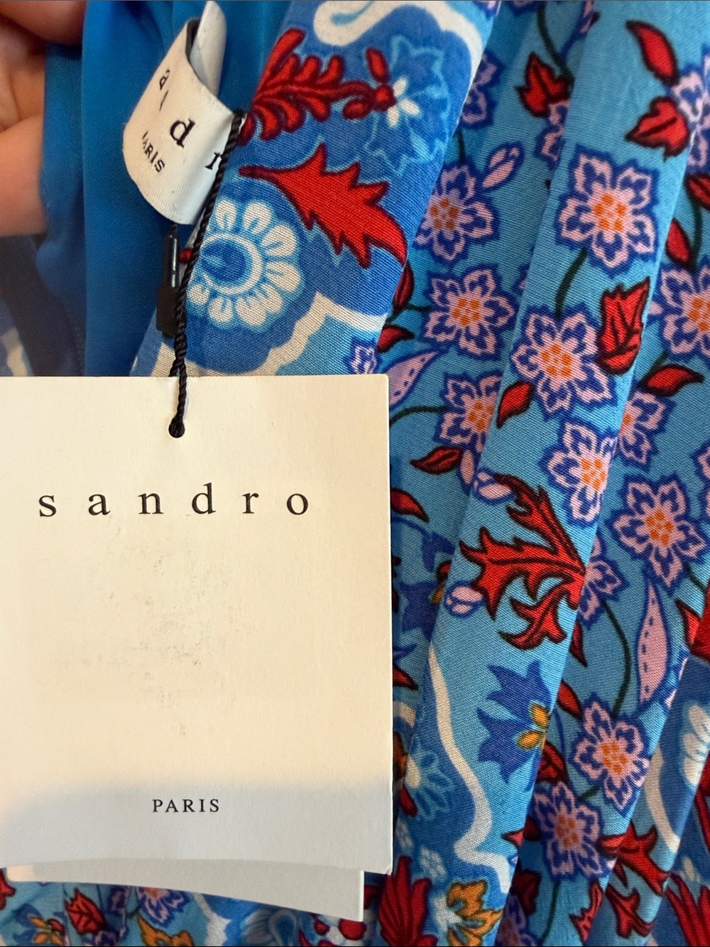 Sandro Blue Floral V-Neck Maxi Dress - Picture 4 of 4